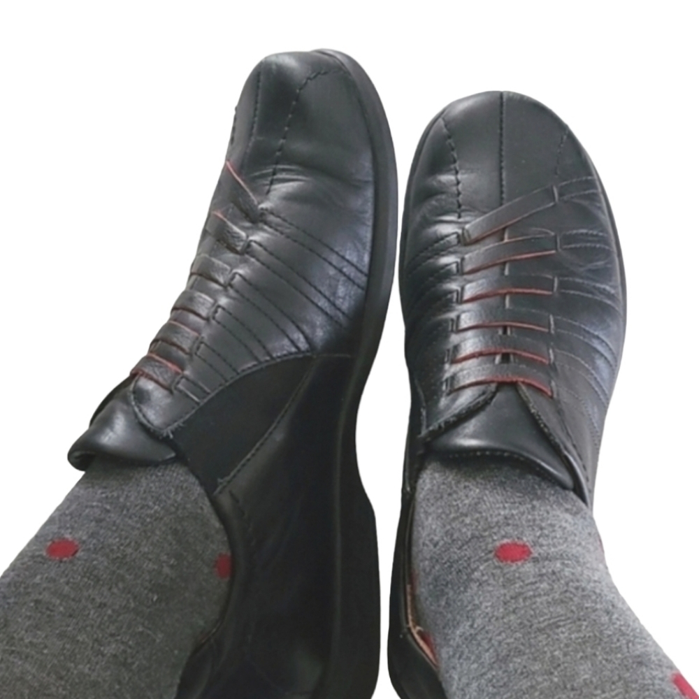 Y2K THINK Black Leather Slip-On Oxfords 40 9.5 10 Minimal Comfort Shoes Austria - Picture 5 of 16